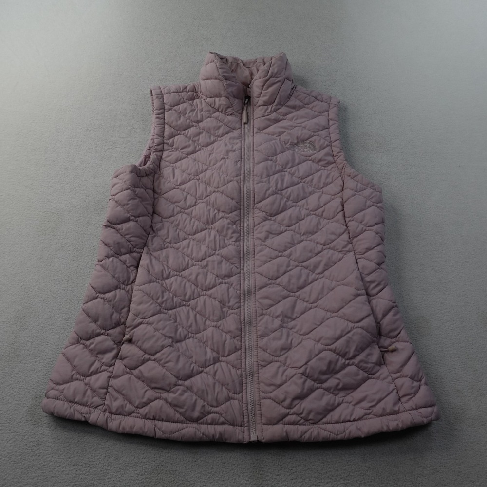The North Face ThermoBall Vest Womens Medium Pink Quilted Full Zip Hiking Camp